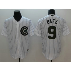 MLB Cubs 9 Javier Baez White 2018 Memorial Day Cool Base Men Jersey