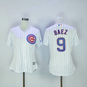 MLB Cubs 9 Javier Baez White New Cool Base Women Jersey