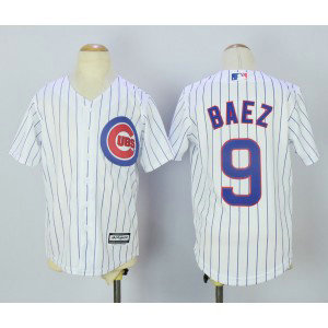 MLB Cubs 9 Javier Baez White New Cool Base Youth Jersey