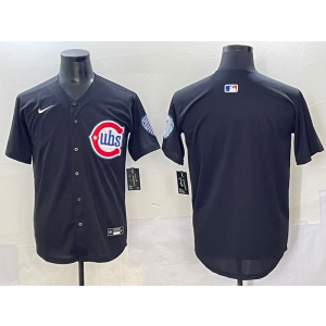 MLB Cubs Blank Black Nike Cool Base Men Jersey