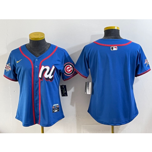 MLB Cubs Blank Blue National League 2025 All Star Nike Cool Base Women Jersey