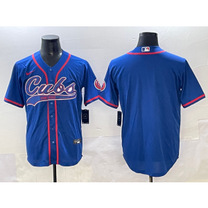 MLB Cubs Blank Blue Nike Cool Base Men Jersey
