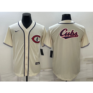MLB Cubs Blank Cream Baseball Logo Nike Men Jersey