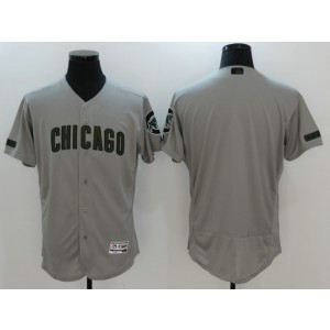 MLB Cubs Blank Gray 2017 Memorial Day Flexbase Men Jersey