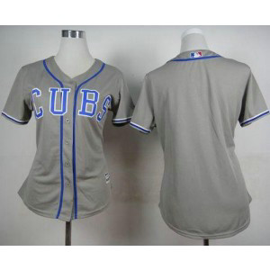 MLB Cubs Blank Grey Alternate Road Women Jersey