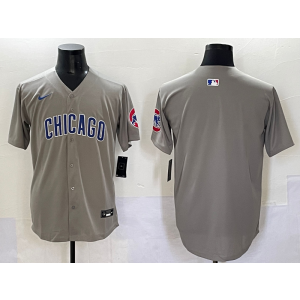 MLB Cubs Blank Grey Nike Cool Base Men Jersey