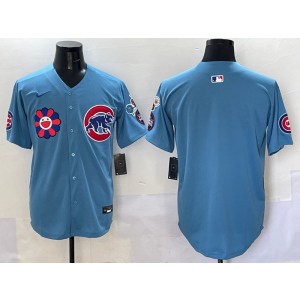 MLB Cubs Blank Light Blue Nike Cool Base Men Jersey