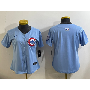 MLB Cubs Blank Light Blue Nike Cool Base Women Jersey