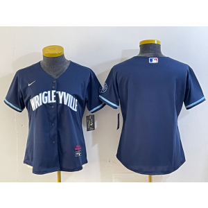 MLB Cubs Blank Navy City Nike Cool Base Women Jersey