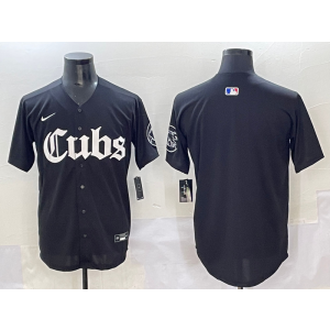 MLB Cubs Blank New Black Nike Cool Base Men Jersey