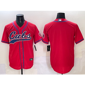 MLB Cubs Blank Red Nike Cool Base Men Jersey