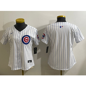MLB Cubs Blank White Nike Cool Base Women Jersey