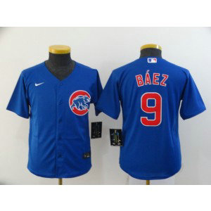 MLB Cubs Blue 9 Javier Baez 2020 Nike Cool Base Youth Jersey