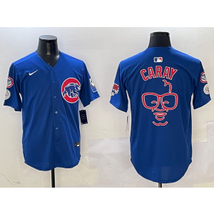 MLB Cubs Caray Blue Baseball Nike Cool Base Men Jersey