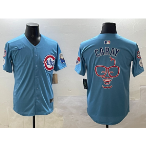 MLB Cubs Caray Blue Nike Cool Base Men Jersey