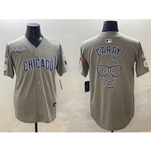 MLB Cubs Caray Grey Baseball Nike Cool Base Men Jersey