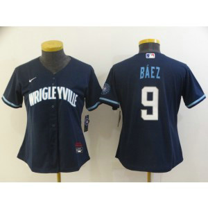 MLB Cubs Wrigleyville 9 BAEZ 2021 City Connect Nike Cool Base Women Jersey