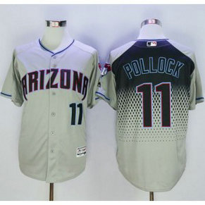 MLB Diamondbacks 11 A. J. Pollock Gray Capri New Cool Base Men Jersey