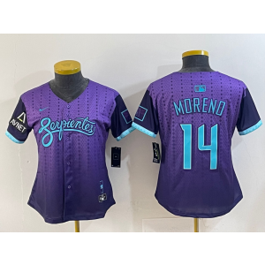 MLB Diamondbacks 14 Moreno Purple 2025 City Connect Nike Cool Base Youth Jersey