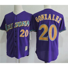 MLB Diamondbacks 20 Luis Gonzalez Purple Throwback Men Jersey