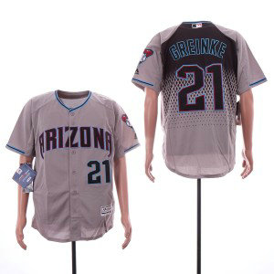 MLB Diamondbacks 21 Zack Greinke Gray Teal Flexbase Men Jersey