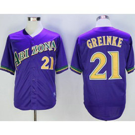 MLB Diamondbacks 21 Zack Greinke Purple Throwback Men Jersey