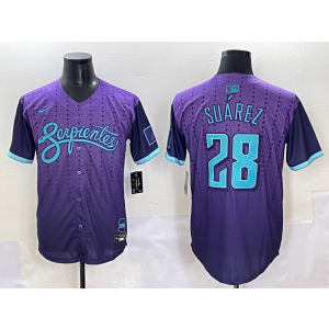 MLB Diamondbacks 28 Suarez Purple 2025 City Connect Nike Cool Base Men Jersey
