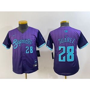 MLB Diamondbacks 28 Suarez Purple 2025 City Connect Nike Cool Base Women Jersey