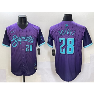 MLB Diamondbacks 28 Suarez Purple City Connect Nike Cool Base Men Jersey