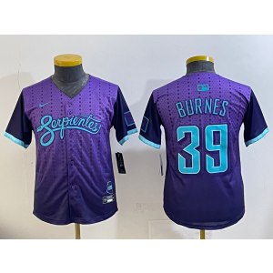 MLB Diamondbacks 39 Burnes Purple 2025 City Connect Nike Cool Base Youth Jersey