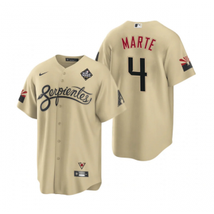 MLB Diamondbacks 4 Ketel Marte Gold 2023 World Series City Connect Nike Cool Base Men Jersey