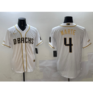 MLB Diamondbacks 4 Ketel Marte White Gold Nike Cool Base Men Jersey