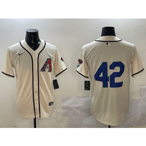 MLB Diamondbacks 42 Cream Nike Cool Base Men Jersey