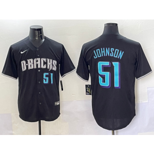 MLB Diamondbacks 51 Randy Johnson Black Nike Cool Base Men Jersey