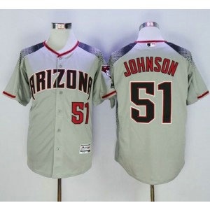 MLB Diamondbacks 51 Randy Johnson Gray Brick New Cool Base Men Jersey