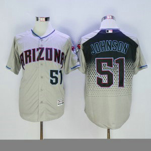 MLB Diamondbacks 51 Randy Johnson Gray Teal Flexbase Men Jersey