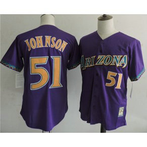MLB Diamondbacks 51 Randy Johnson Purple Throwback Men Jersey