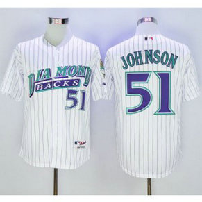 MLB Diamondbacks 51 Randy Johnson White 1999 Turn Back The Clock Men Jersey