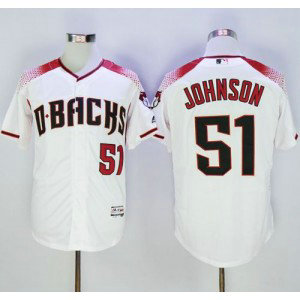 MLB Diamondbacks 51 Randy Johnson White Brick New Cool Base Men Jersey