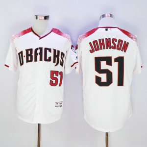 MLB Diamondbacks 51 Randy Johnson White Flexbase Men Jersey