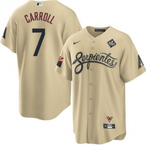 MLB Diamondbacks 7 Corbin Carroll Gold 2023 World Series City Connect Nike Cool Base Men Jersey