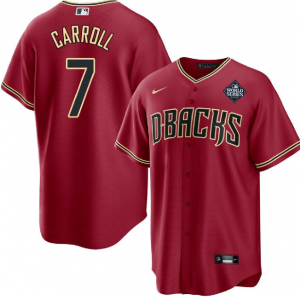 MLB Diamondbacks 7 Corbin Carroll Red 2023 World Series Nike Cool Base Men Jersey