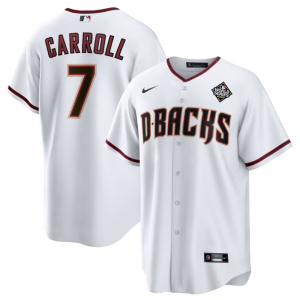 MLB Diamondbacks 7 Corbin Carroll White 2023 World Series Nike Cool Base Men Jersey