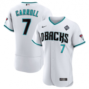 MLB Diamondbacks 7 Corbin Carroll White 2023 World Series Nike Flexbase Men Jersey