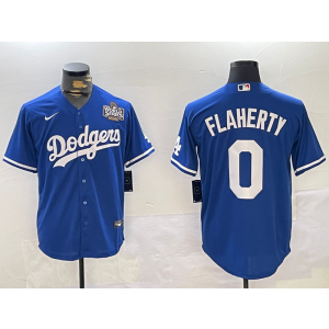 MLB Dodgers 0 Flaherty Blue 2024 World Series Nike Cool Base Men Jersey