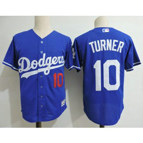 MLB Dodgers 10 Justin Turner Blue Cool Base Men Jersey