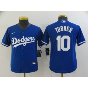 MLB Dodgers 10 Justin Turner Blue Nike Cool Base Youth Jersey