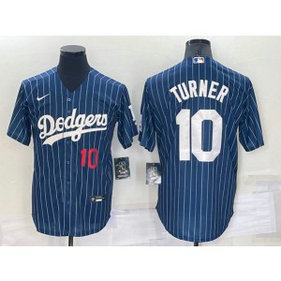 MLB Dodgers 10 Justin Turner Navy Cool Base Men Jersey
