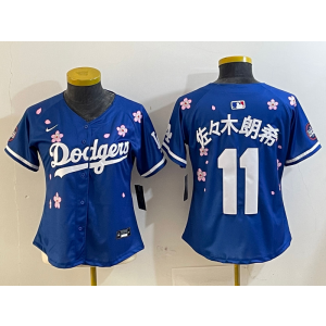MLB Dodgers 11 佐佐木朗希 Blue 2025 Tokyo Series Nike Cool Base Youth Jersey