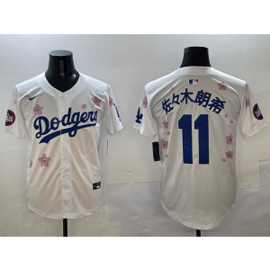 MLB Dodgers 11 佐佐木朗希 White 2025 Tokyo Series Nike Cool Base Men Jersey